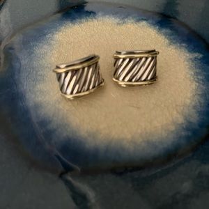 David Yurman yellow gold and silver Cigar Band earrings.
